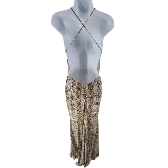 Symphony women's maxi backless dress snakeskin Size Small Tik Tok Mob Wife - Picture 2 of 7